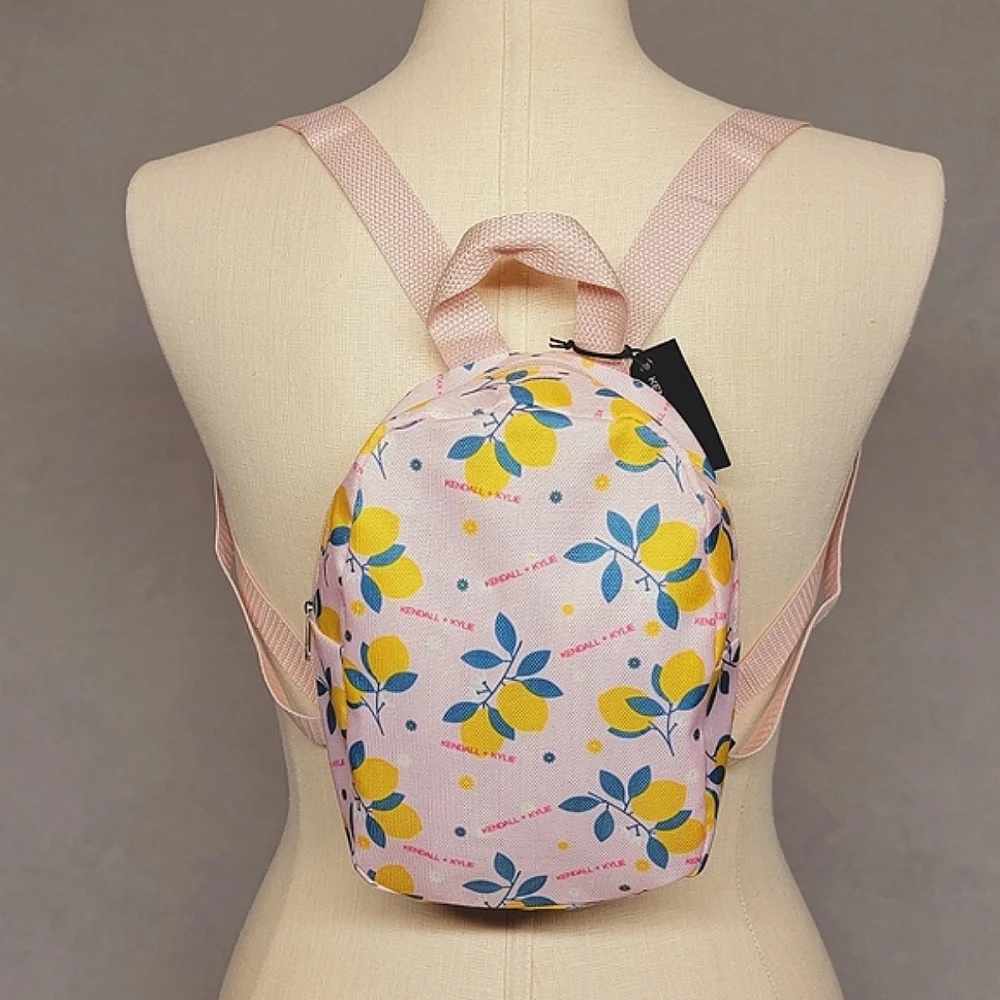 Kendall + Kylie Mini Canvas Backpack  Pink Lemon and Daisy Flowers